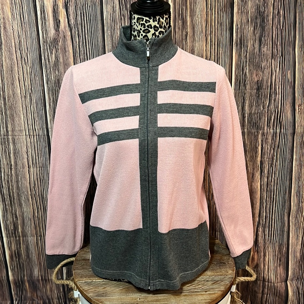 Light Pink Zip Up Sweater by Dress Barn- Size small